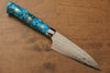 Takeshi Saji R2/SG2 Diamond Finish Petty-Utility 90mm Blue Turquoise Handle - Seisuke Knife