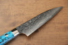 Takeshi Saji R2/SG2 Diamond Finish Petty-Utility 90mm Blue Turquoise Handle - Seisuke Knife