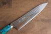 Yu Kurosaki Senko Ei SG2 Hammered Gyuto 210mm Blue Green Acrylic Handle - Seisuke Knife