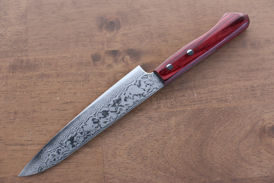 Anryu VG10 Damascus Petty-Utility 150mm Red Pakka wood Handle - Seisuke Knife