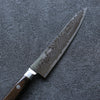 Seisuke Nami AUS10 Mirrored Finish Damascus Petty-Utility 135mm Brown Pakka wood Handle - Seisuke Knife