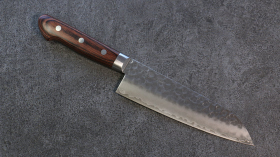 Seisuke Swedish Steel-stn Hammered Santoku 165mm Mahogany Handle - Seisuke Knife