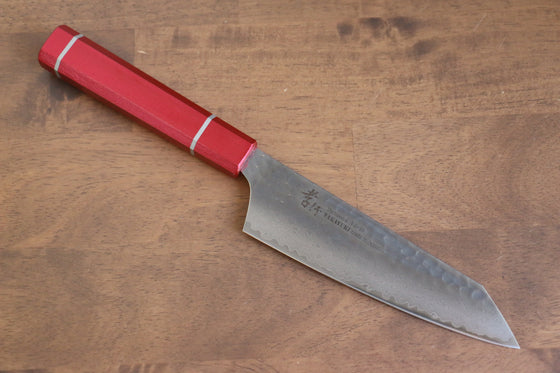 Sakai Takayuki VG10 33 Layer Damascus Kengata Santoku 160mm Live oak Lacquered (Kouseki) Handle - Seisuke Knife
