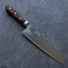  Seisuke Nami AUS10 Mirrored Finish Damascus Santoku 180mm Brown Pakka wood Handle - Seisuke Knife