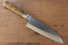  Takeshi Saji SG2 Hammered (Maru) Santoku 180mm with Chinese Quince Handle - Seisuke Knife