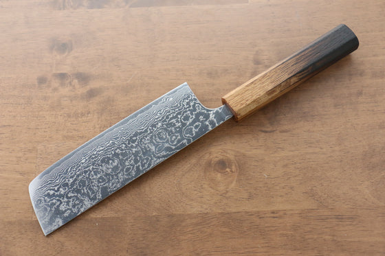 Anryu VG10 Migaki Finished Damascus Nakiri 165mm Oak Handle - Seisuke Knife