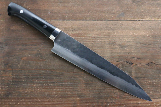 Ogata Blue Super Hammered Black Finished Gyuto 240mm with Black Micarta Handle - Seisuke Knife