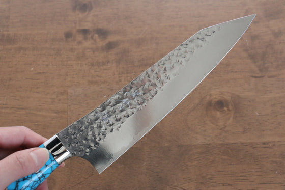 Yu Kurosaki Senko R2/SG2 Hammered Gyuto Japanese Knife 180mm Turquoise Handle - Seisuke Knife