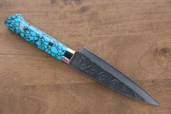 Takeshi Saji SRS13 Hammered Petty-Utility 130mm Blue Turquoise Handle - Seisuke Knife
