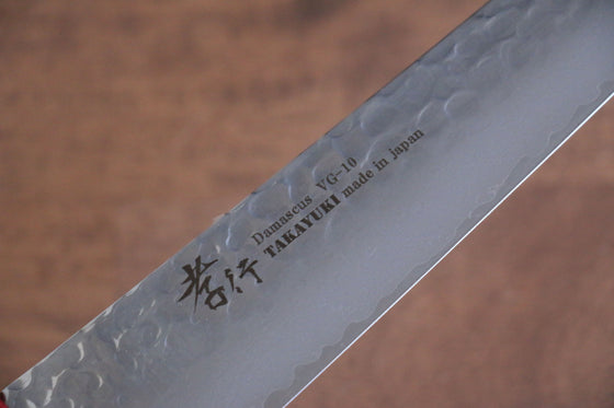 Sakai Takayuki VG10 33 Layer Damascus Sujihiki 240mm Live oak Lacquered (Kouseki) Handle - Seisuke Knife