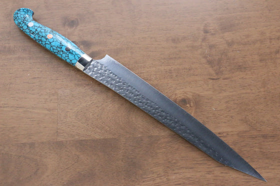 Yu Kurosaki Senko R2/SG2 Hammered Sujihiki Japanese Knife 240mm Turquoise Handle - Seisuke Knife