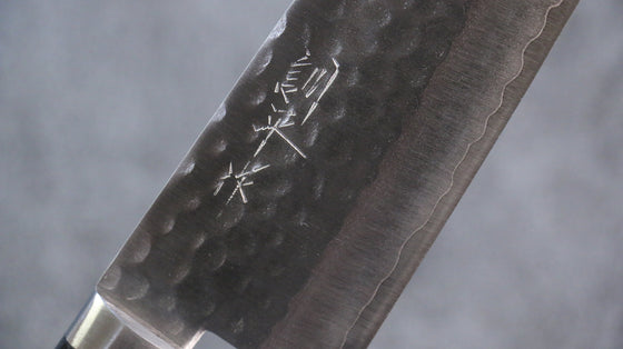 Kunihira VG1 Hammered Santoku 170mm with Navy Blue Pakkawood Handle - Seisuke Knife