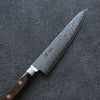 Seisuke VG10 33 Layer Damascus Petty-Utility 135mm Brown Pakka wood Handle - Seisuke Knife