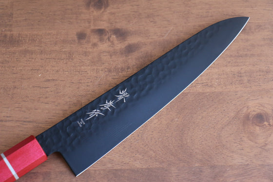 Sakai Takayuki Kurokage VG10 Hammered Teflon Coating Gyuto 210mm Live oak Lacquered (Kouseki) Handle - Seisuke Knife