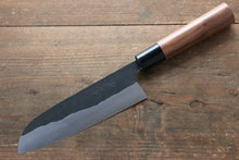  Ogata White Steel No.2  Black Finished Santoku  165mm with Walnut Handle - Seisuke Knife