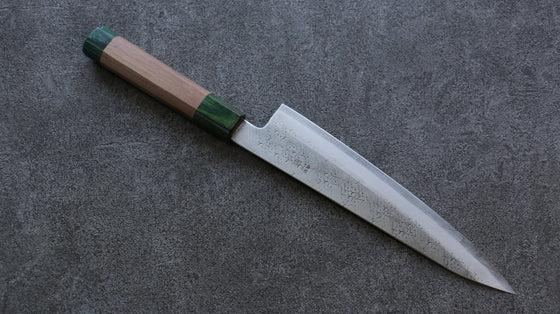Seisuke Blue Super Hammered Gyuto 210mm with Walnut & Double Green Pakkawood Handle - Seisuke Knife