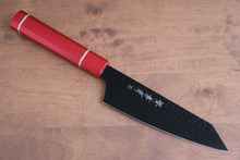  Sakai Takayuki Kurokage VG10 Hammered Teflon Coating Kengata Santoku 160mm Live oak Lacquered (Kouseki) Handle - Seisuke Knife