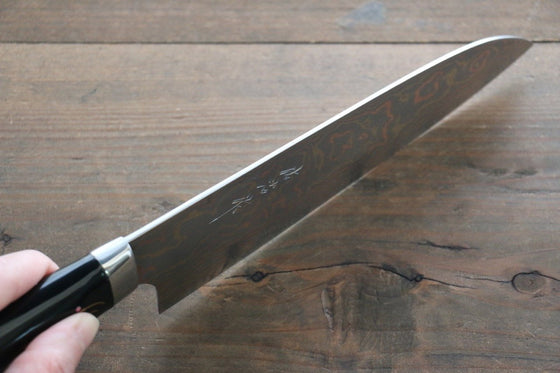 Takeshi Saji Stainless Steel Colored Damascus Santoku 180mm Maki-e Art Fish Handle with Sheath - Seisuke Knife