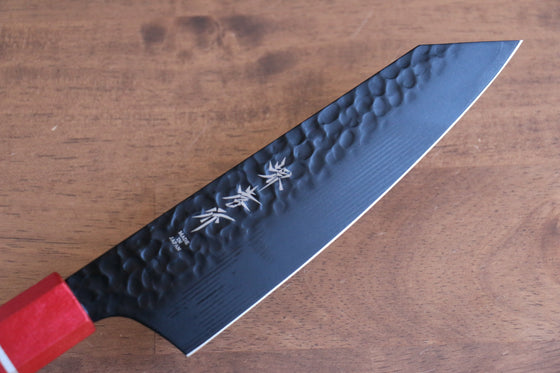 Sakai Takayuki Kurokage VG10 Hammered Teflon Coating Kengata Santoku 160mm Live oak Lacquered (Kouseki) Handle - Seisuke Knife
