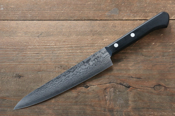 Ogata VG5 Damascus Petty-Utility Japanese Knife 150mm with Black Pakka wood Handle - Seisuke Knife