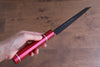 Sakai Takayuki Kurokage VG10 Hammered Teflon Coating Kengata Santoku 160mm Live oak Lacquered (Kouseki) Handle - Seisuke Knife