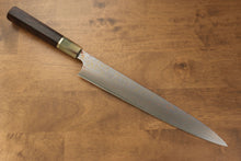  Takeshi Saji VG10 Colored Damascus Sujihiki 270mm Ebony with Ring Handle - Seisuke Knife
