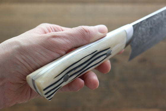 Takeshi Saji R2/SG2 Black Damascus Gyuto 240mm Cow Bone Handle - Seisuke Knife