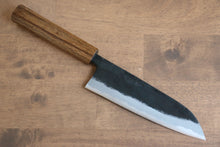  Kyohei  Shindo Blue Steel Black Finished Santoku Japanese Knife 170mm with Lacquered Oak Handle - Seisuke Knife