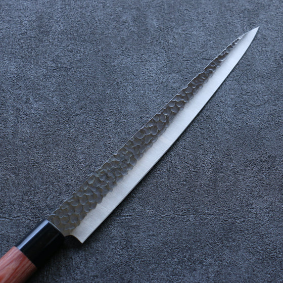 Kanetsune DSR-1K6 Hammered Sujihiki 240mm Red Pakka wood Handle - Seisuke Knife