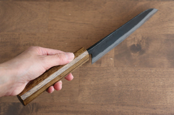 Kyohei Shindo Blue Steel Black Finished Santoku 170mm with Lacquered Oak Handle - Seisuke Knife