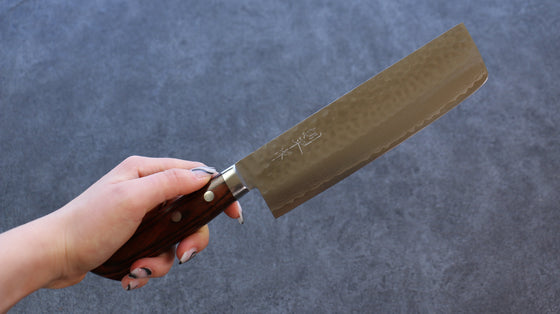 Kunihira Kokuryu VG10 Hammered Usuba 165mm Mahogany Handle - Seisuke Knife