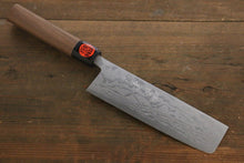  Shigeki Tanaka Blue Steel No.2 Damascus Nakiri Japanese Knife 165mm Walnut Handle - Seisuke Knife