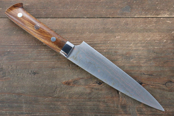 Takeshi Saji Blue Steel No.2 Colored Damascus Petty-Utility Japanese Knife 150mm Ironwood Handle - Seisuke Knife