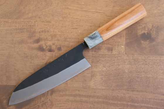 Nao Yamamoto White Steel No.2 Kurouchi Santoku 170mm with Cherry Handle - Seisuke Knife