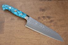  Yu Kurosaki Senko SG2 Hammered Small Santoku 150mm Turquoise Handle - Seisuke Knife