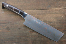  Takeshi Saji Blue Steel No.2 Colored Damascus Nakiri 175mm Ironwood Handle - Seisuke Knife