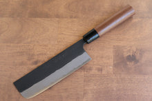 Nao Yamamoto Blue Steel Kurouchi Nakiri Japanese Knife 165mm Walnut Handle - Seisuke Knife
