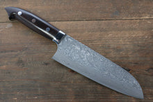  Takeshi Saji SG2 Black Damascus Santoku 180mm Nomura Iron Wood Handle - Seisuke Knife