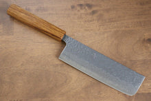  Seisuke Tsukikage AUS10 Migaki Finished Hammered Damascus Nakiri  170mm Oak Handle - Seisuke Knife