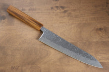  Seisuke Tsukikage AUS10 Migaki Finished Hammered Damascus Gyuto  210mm with Oak Handle - Seisuke Knife