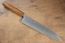  Seisuke Tsukikage AUS10 Migaki Finished Hammered Damascus Gyuto  240mm with Oak Handle - Seisuke Knife
