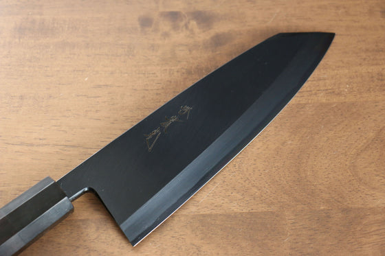Jikko Ginza White Steel Black Dyed Kiritsuke Deba 180mm with Ebony Wood Handle - Seisuke Knife
