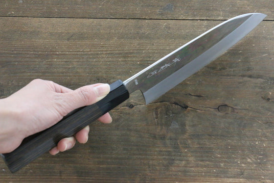 Kikumori VG10 Mirrored Finish Santoku Japanese Chef Knife 180mm with Ebony Handle - Seisuke Knife