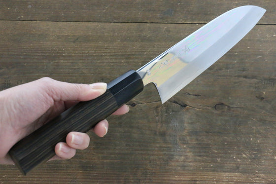 Kikumori VG10 Mirrored Finish Santoku Japanese Chef Knife 180mm with Ebony Handle - Seisuke Knife