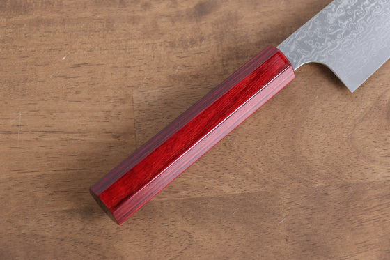 Kei Kobayashi R2/SG2 Damascus Bunka 170mm with Red Lacquered Handle - Seisuke Knife