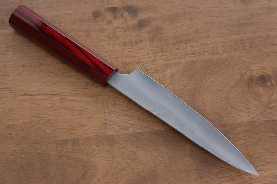 Kei Kobayashi R2/SG2 Damascus Petty-Utility 150mm with Red Lacquered Handle - Seisuke Knife
