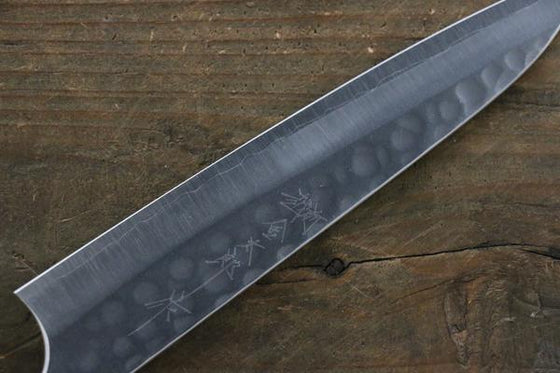 Yoshimi Kato Silver Steel No.3 Hammered Petty Japanese Chef Knife 150mm with Red Honduras Handle - Seisuke Knife