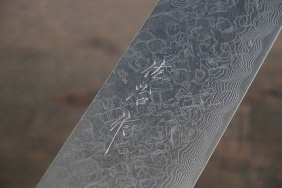Takeshi Saji R2/SG2 Diamond Finish Damascus Gyuto Japanese Knife 240mm Ebony with Double Ring Handle - Seisuke Knife