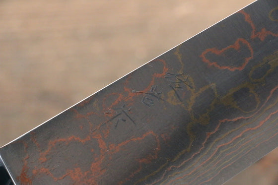 Takeshi Saji Blue Steel No.2 Colored Damascus Maki-e Art Fujisan Santoku 180mm Lacquered Handle - Seisuke Knife