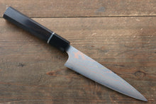  Takeshi Saji Blue Steel No.2 Colored Damascus Petty-Utility 150mm Ebony with Ring Handle - Seisuke Knife